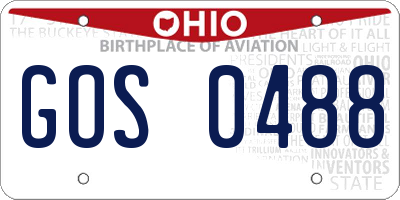 OH license plate GOS0488