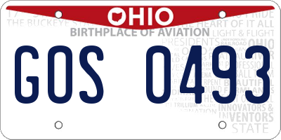 OH license plate GOS0493