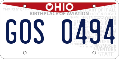 OH license plate GOS0494