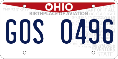OH license plate GOS0496