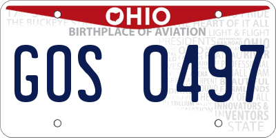 OH license plate GOS0497