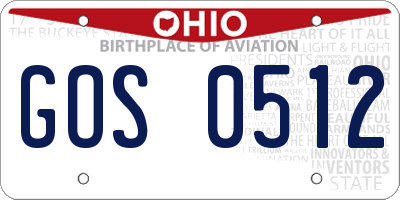OH license plate GOS0512