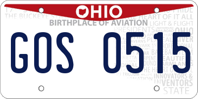 OH license plate GOS0515