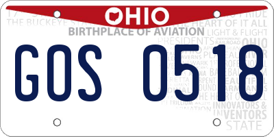 OH license plate GOS0518