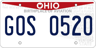 OH license plate GOS0520
