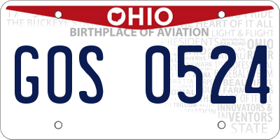 OH license plate GOS0524