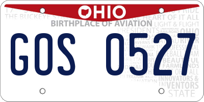 OH license plate GOS0527