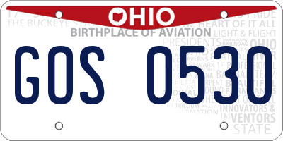 OH license plate GOS0530