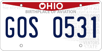 OH license plate GOS0531