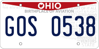 OH license plate GOS0538