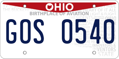 OH license plate GOS0540