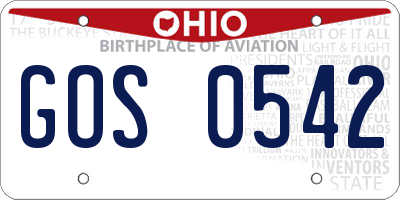 OH license plate GOS0542
