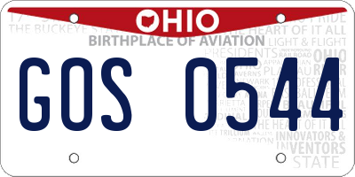 OH license plate GOS0544