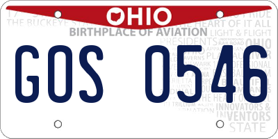 OH license plate GOS0546