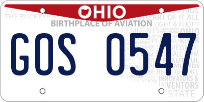 OH license plate GOS0547