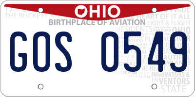 OH license plate GOS0549