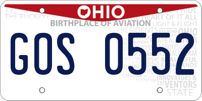 OH license plate GOS0552