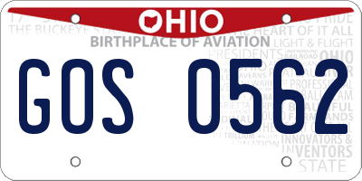 OH license plate GOS0562