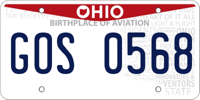 OH license plate GOS0568