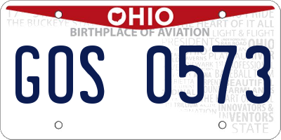 OH license plate GOS0573