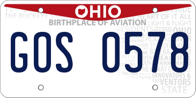 OH license plate GOS0578