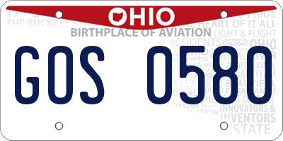 OH license plate GOS0580