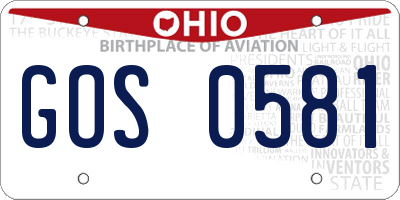 OH license plate GOS0581