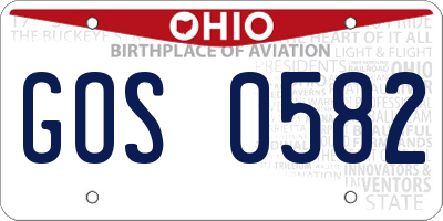 OH license plate GOS0582