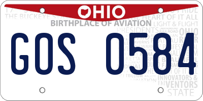 OH license plate GOS0584