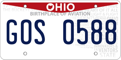 OH license plate GOS0588