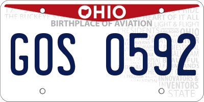 OH license plate GOS0592