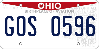 OH license plate GOS0596