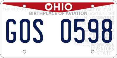 OH license plate GOS0598
