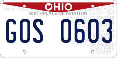 OH license plate GOS0603