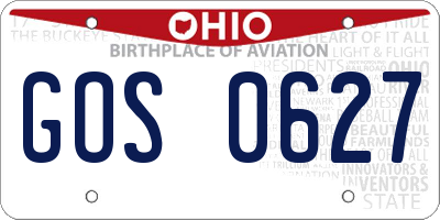 OH license plate GOS0627