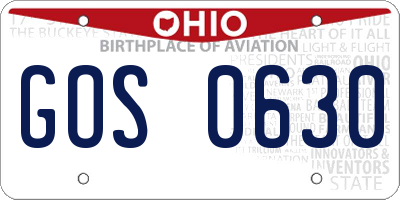 OH license plate GOS0630