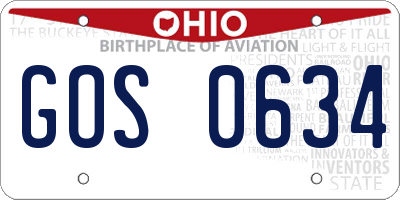 OH license plate GOS0634