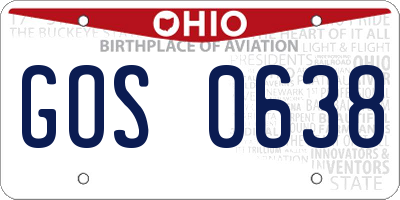 OH license plate GOS0638