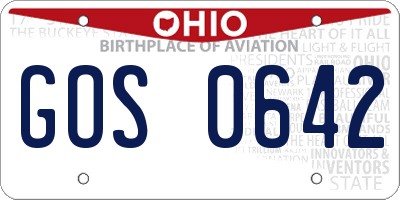 OH license plate GOS0642