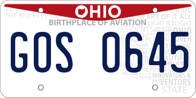 OH license plate GOS0645