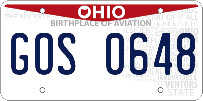 OH license plate GOS0648