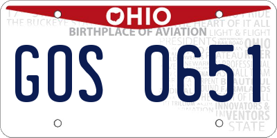 OH license plate GOS0651