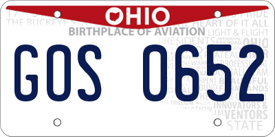 OH license plate GOS0652