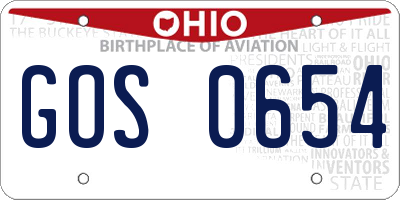 OH license plate GOS0654