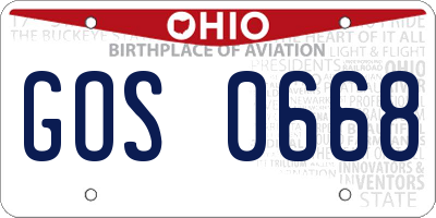 OH license plate GOS0668