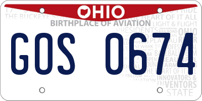 OH license plate GOS0674