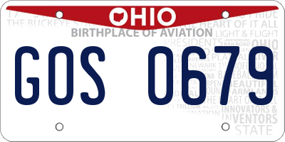 OH license plate GOS0679
