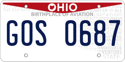 OH license plate GOS0687