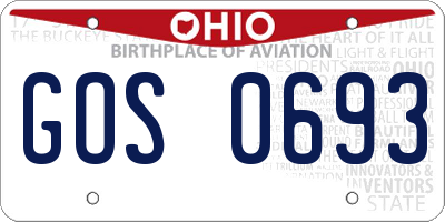 OH license plate GOS0693