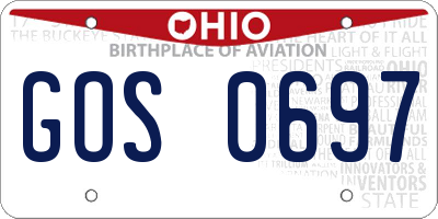 OH license plate GOS0697